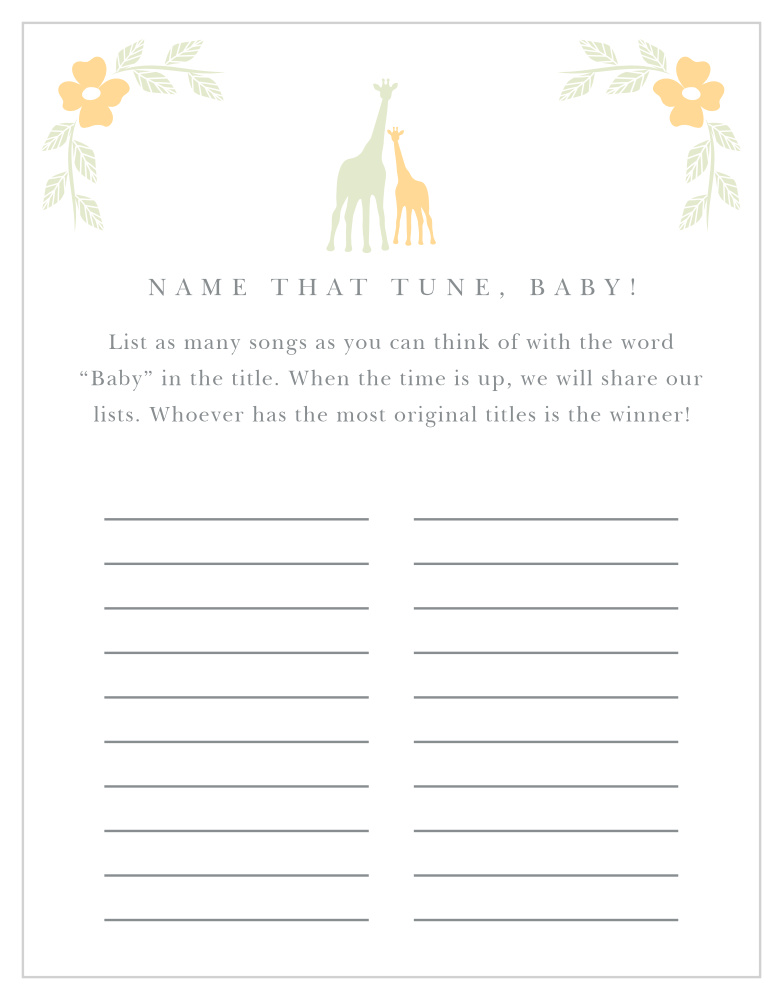 Delicate Giraffe Baby Song Contest