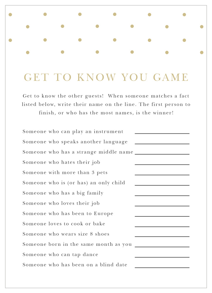 Darling Dots Get to Know You Game