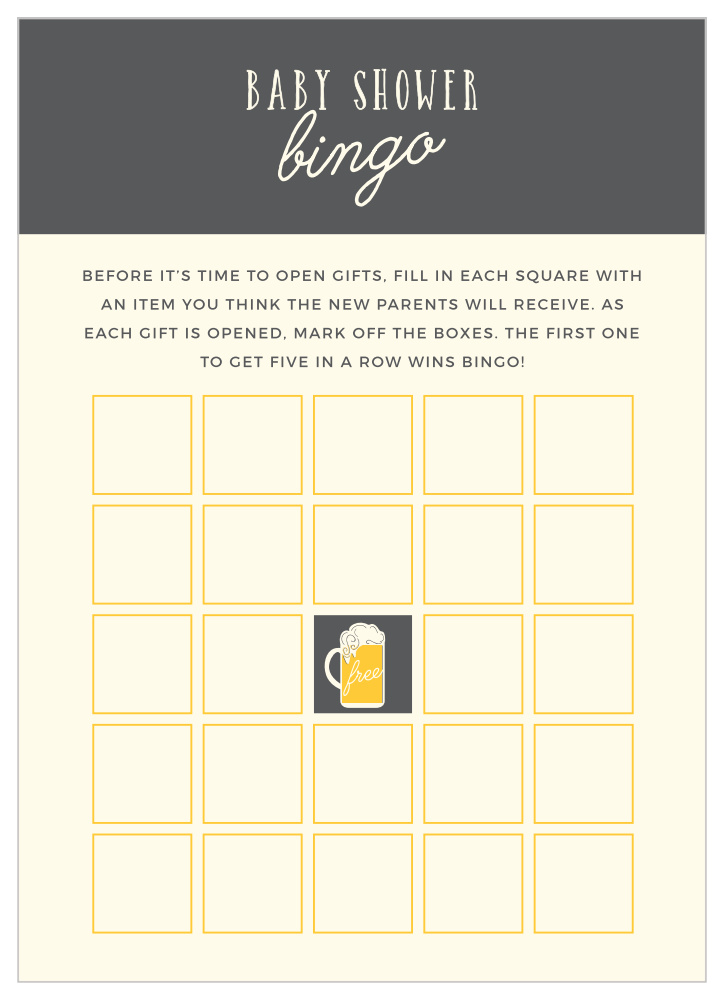 Baby Brewing Baby Shower Bingo