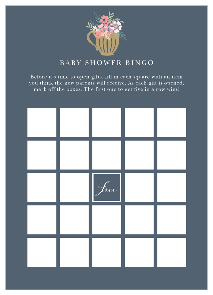 Tasteful Tea Pot Baby Shower Bingo