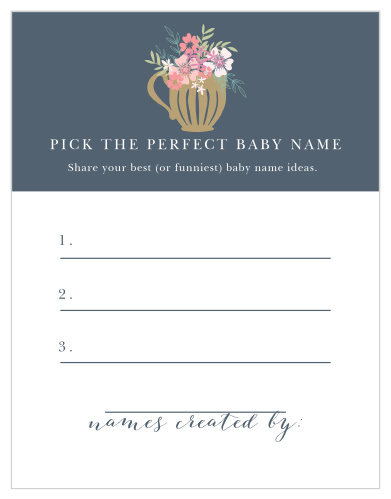 Take notes from the crowd with our gorgeous Tasteful Tea Pot Baby Name Contest, their suggestions becoming your new top ten or going straight into the “never use” pile. 