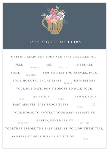 Tasteful Tea Pot Baby Shower Mad Libs