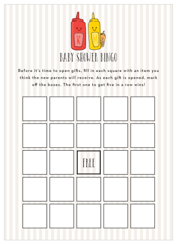 Our Burgers N Brats Baby Shower Bingo is a perfect fit for a BBQ themed baby shower.