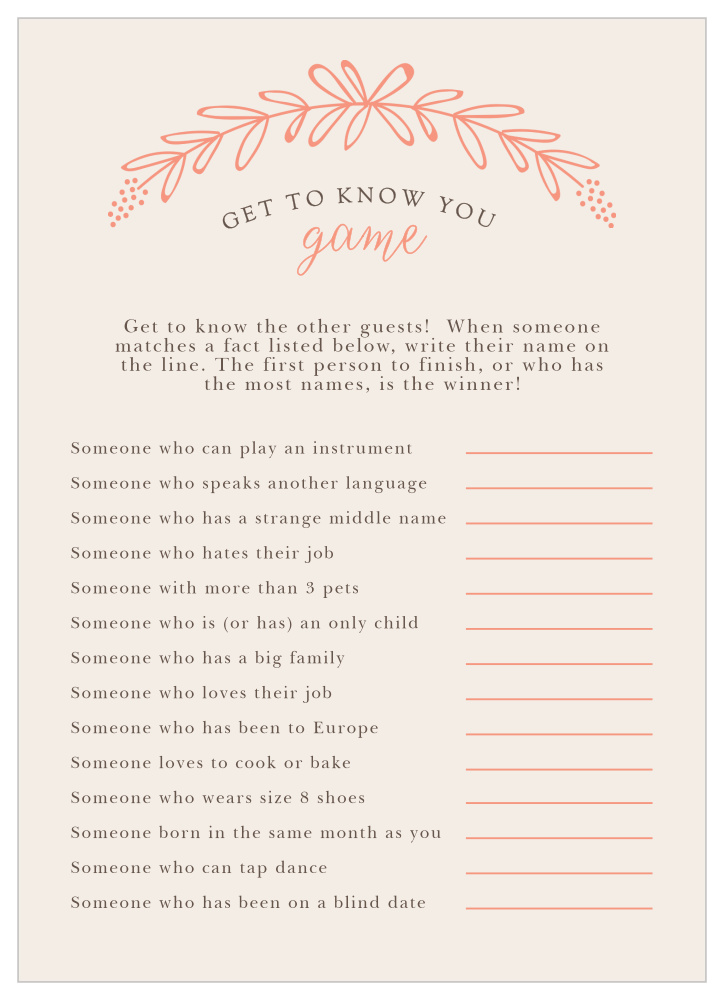 Garden Wreath Get to Know You Game