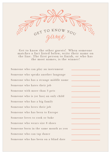 Our Garden Wreath Get to Know You Game shower game is the perfect fit for a minimal-themed baby shower. 