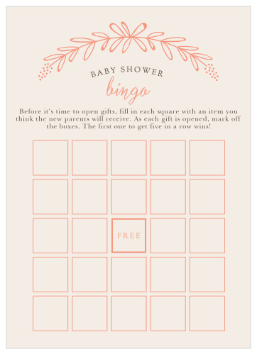 Our Garden Wreath Baby Shower Bingo shower game is the perfect fit for a minimal-themed baby shower. 
