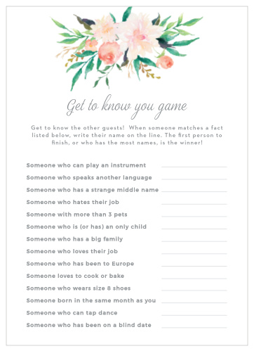 Turn conversation into a friendly competition with our gorgeous Blossoming Love Get to Know You Game. 