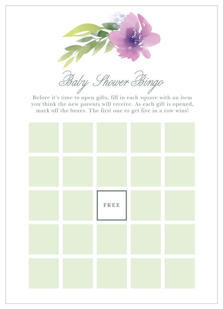 Floral Delight Baby Shower Bingo