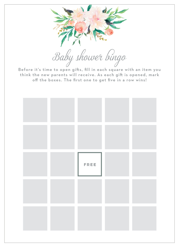 Blossoming Love Baby Shower Bingo