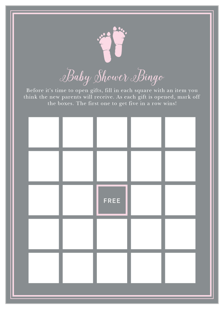 Little Girl Footprints Baby Shower Bingo