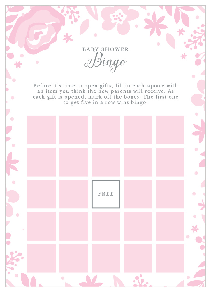 Baby Blooms Baby Shower Bingo