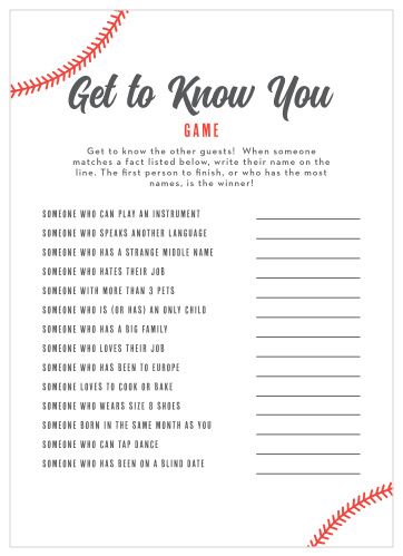 Hit it out of the park with our Baseball Baby Get to Know You Game.
