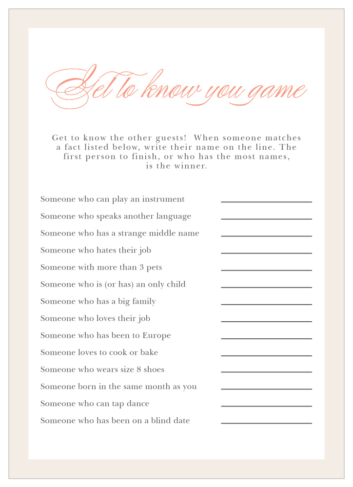 Once Upon A Time Get to Know You Game