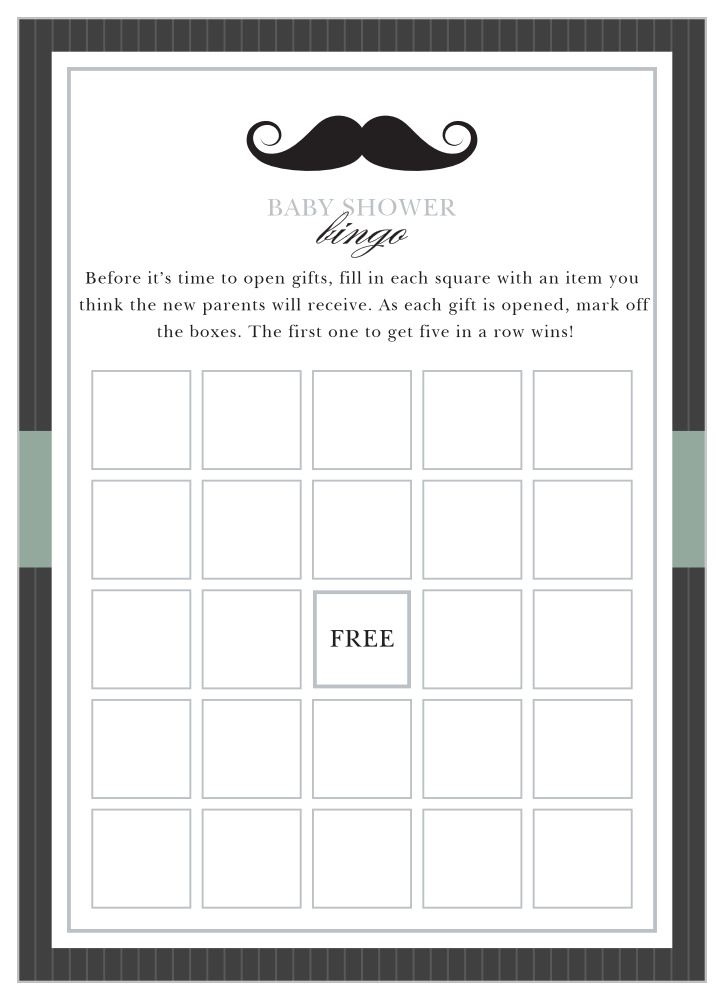 Little Man Baby Shower Bingo