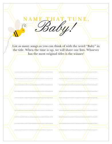 Make a buzz with our Mommy To Bee Baby Song Contest game. 