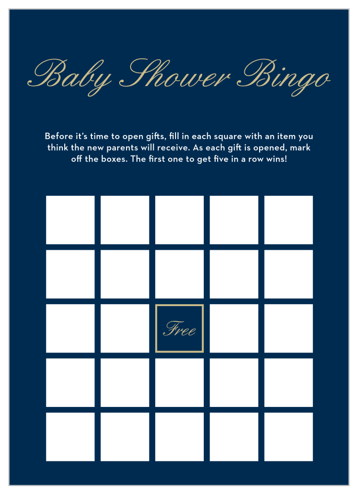 Royal Script Boy Baby Shower Bingo