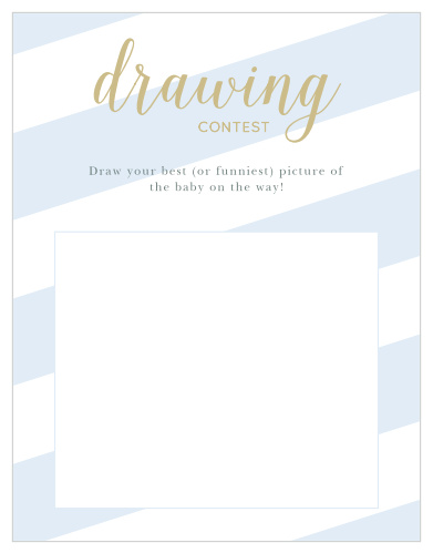 Give your guests the opportunity to provide a snapshot of your newborn in hilarious or heartfelt sketches with our Stunning Stripes Baby Drawing Contest! 