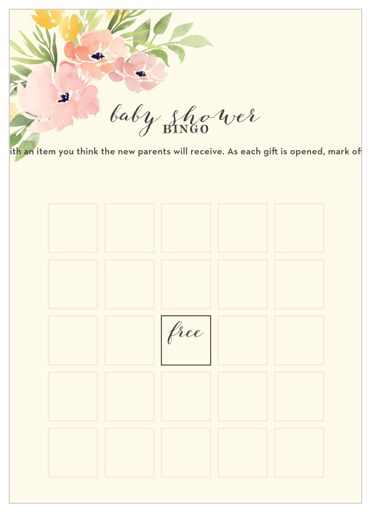 Pretty Poppies Baby Shower Bingo