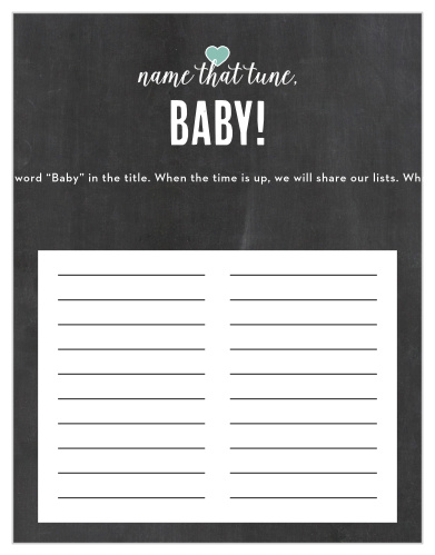 Our Chalkboard Writing Baby Song Contest games are a great way to entertain your friends and family at your baby shower. 