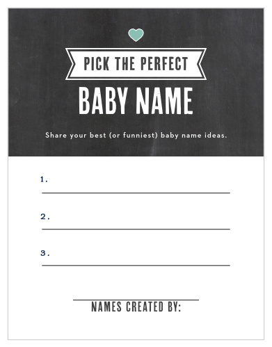 Our Chalkboard Writing Baby Name Contest games are a great way to entertain your friends and family at your baby shower. 
