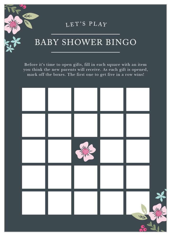 Garden Flowers Baby Shower Bingo