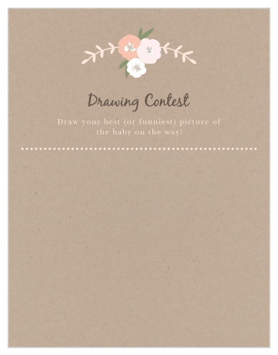 Give your guests the opportunity to provide a snapshot of your newborn in hilarious or heartfelt sketches with our Floral Kraft Baby Drawing Contest! 