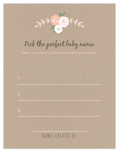 Take notes from the crowd with our gorgeous Floral Kraft Baby Name Contest, their suggestions becoming your new top ten or going straight into the “never use” pile.