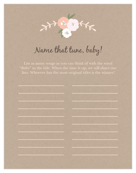 Scramble to think of the most original song titles with our simple, but hilarious, Floral Kraft Baby Song Contest. 
