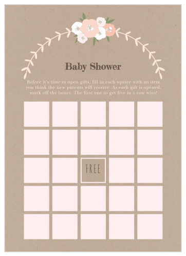 Keep the magic and surprise alive with our Floral Kraft Baby Shower Bingo. 