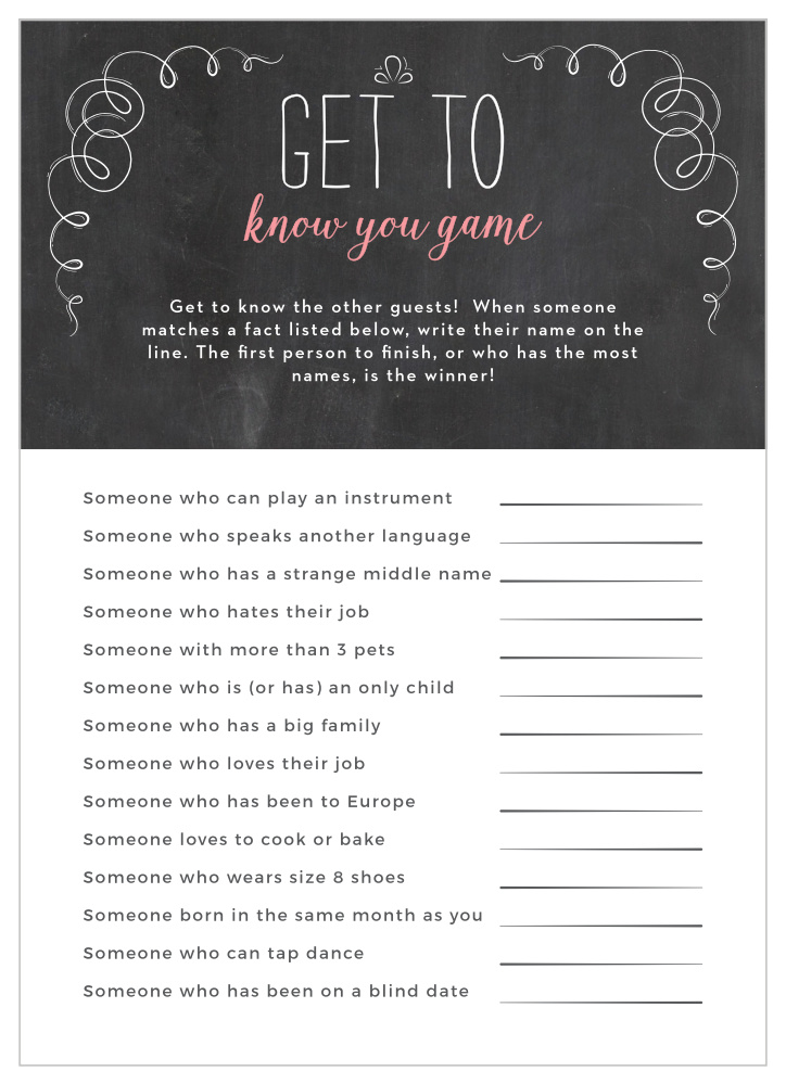 Chalkboard Love Get to Know You Game