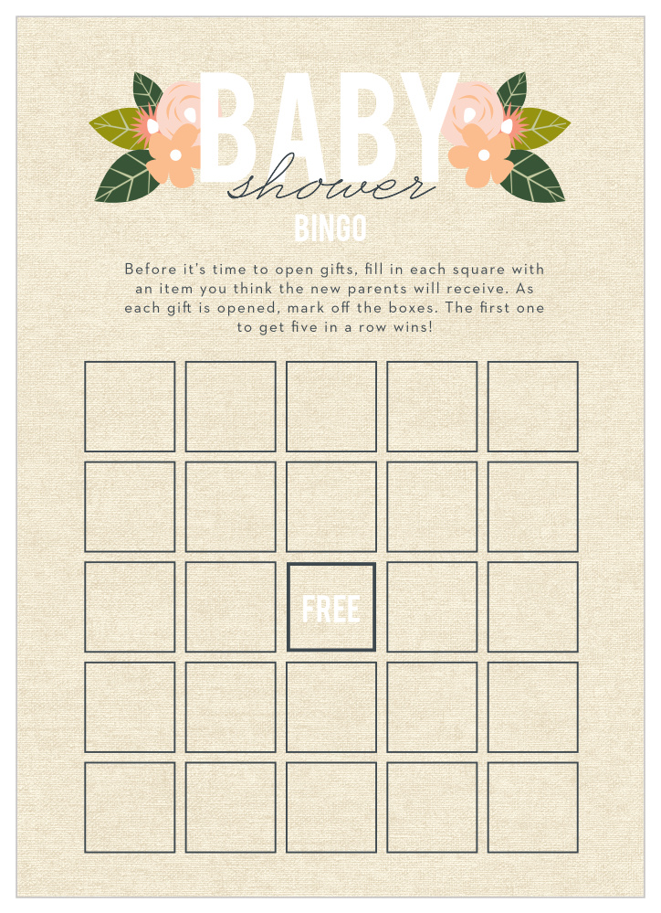 Herbaceous Babe Baby Shower Bingo