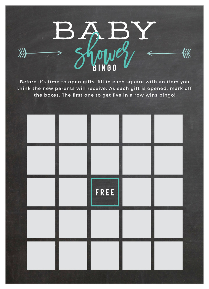 Baby Chalk Baby Shower Bingo