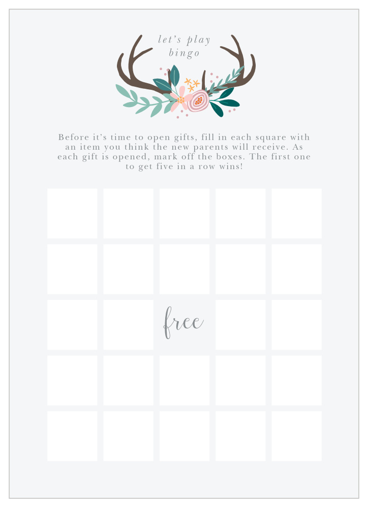 Rustic Bouquet Baby Shower Bingo