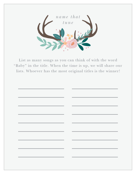 Scramble to think of the most original song titles with our simple, but hilarious, Rustic Bouquet Baby Song Contest.