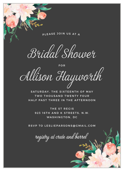 Watch your guest list bloom like the spring flowers on our Alluring Blossoms Bridal Shower Invitations when you use them for your event! 