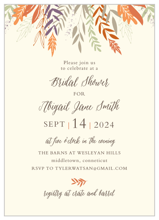 Our LeafHarvest Bridal Shower Invitations are perfect for gathering your friends and family together to celebrate the bride! 