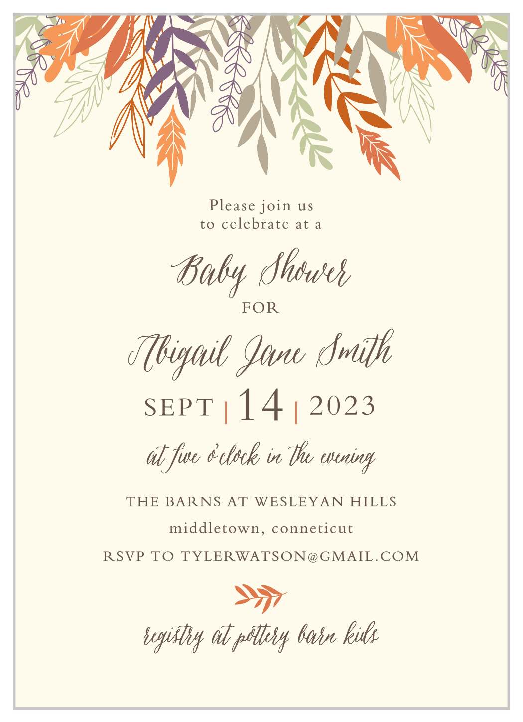 Autumn Harvest Baby Shower Invitations