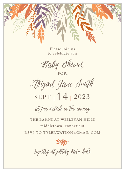 Our Autumn Harvest Baby Shower Invitations are perfect for gathering your friends and family together to celebrate the newest addition to your family! 