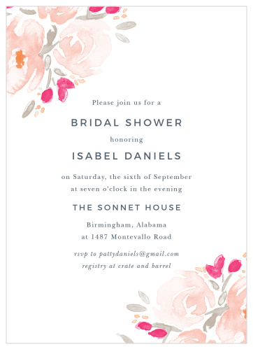 Enjoy the company of your friends and family when you use our Floral Watercolor Bridal Shower Invitations to invite them. 