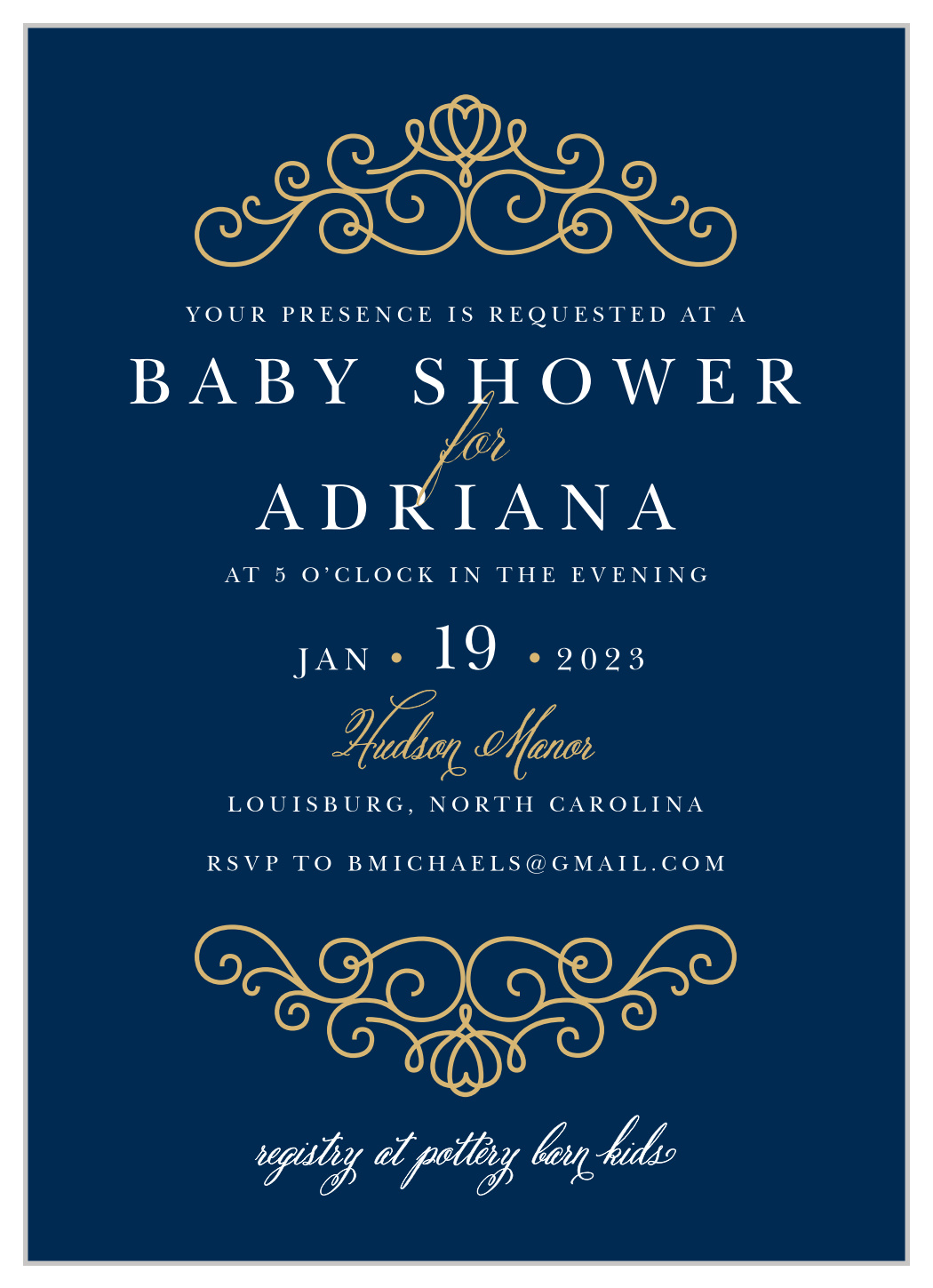 Royal Frame Baby Shower Invitations