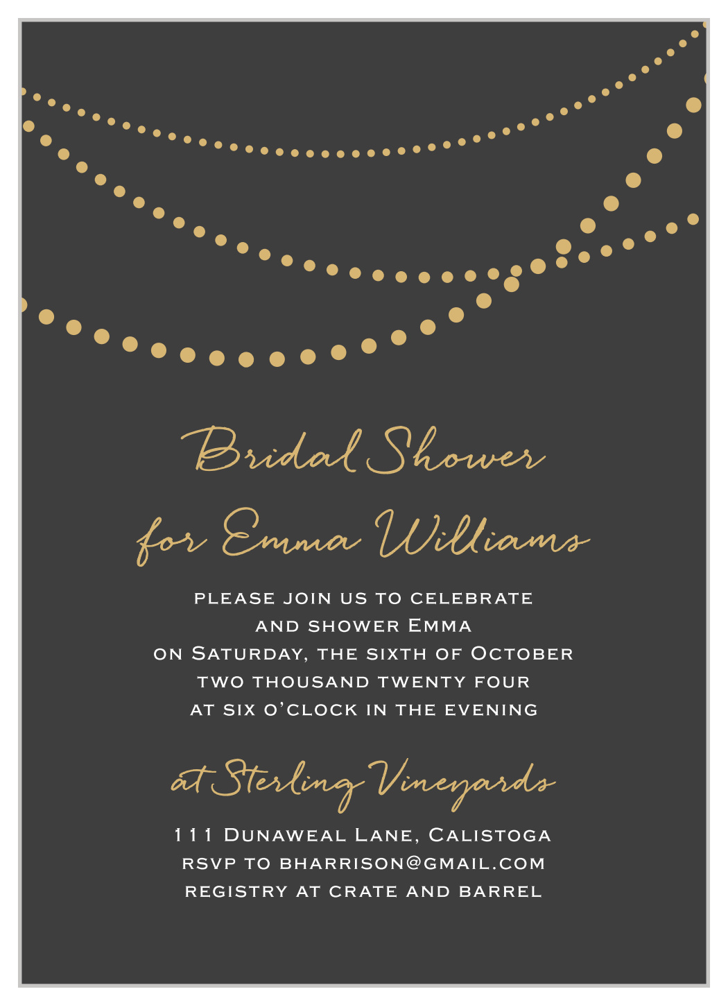 Golden Pearls Bridal Shower Invitations
