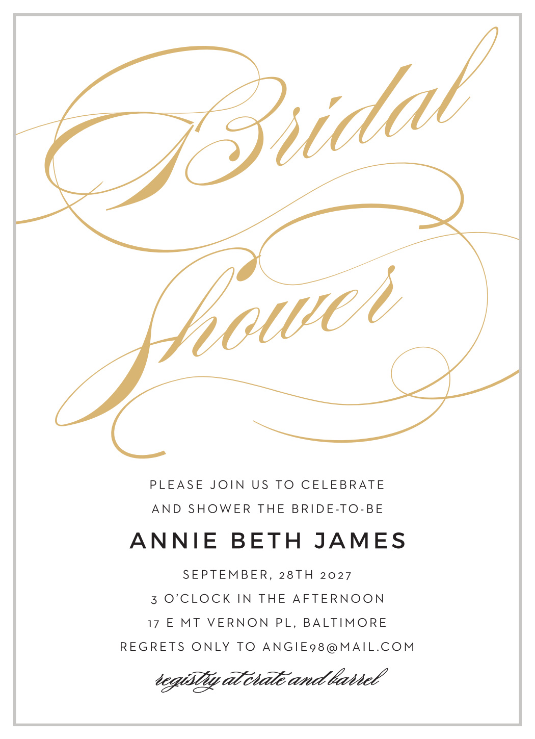 Shining Simplicity Bridal Shower Invitations