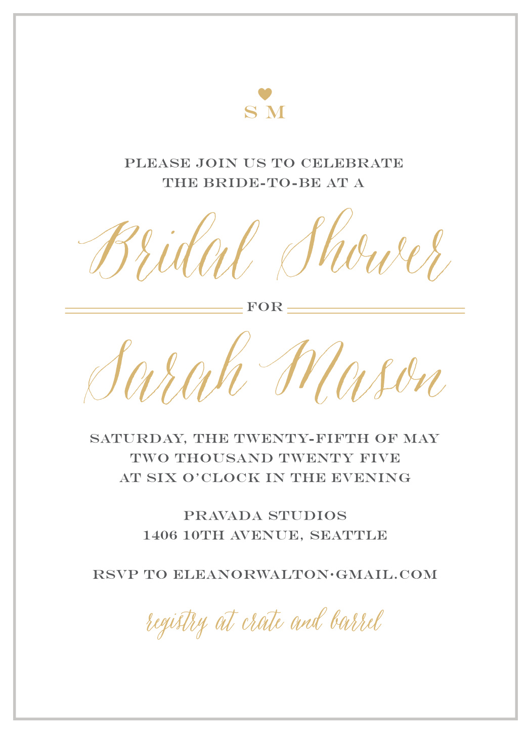 Simple Chic Bridal Shower Invitations