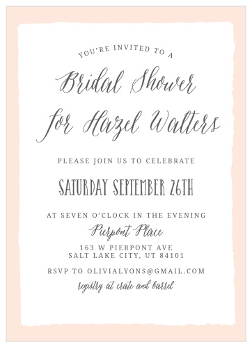 Surround yourself with the people you care about most using the simple yet stunning design of our Brushstroke Border Bridal Shower Invitations. 