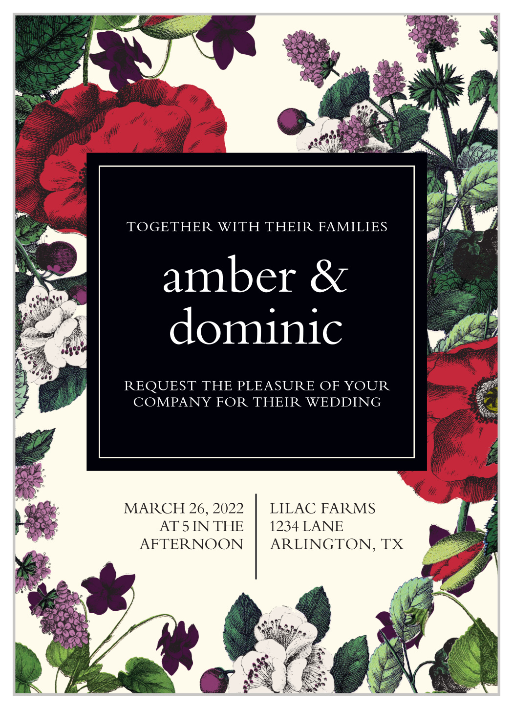 Vintage Botanical Wedding Invitations