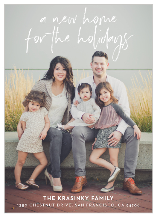 Wish your friends and family well with our stunning (and stunningly simple) Moving Home Holiday Cards. A soft script titles the card with your heartfelt message while a classic print spells out your name and address. With your favorite family photo decorating their background, these cards are a gorgeous addition to the homes of everyone you care about most.
