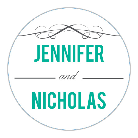 Scrolls & Scallops Wedding Stickers