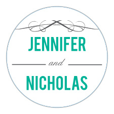 The Scrolls and Scallops logo square is the perfect finishing touch for this or any wedding invitation set.