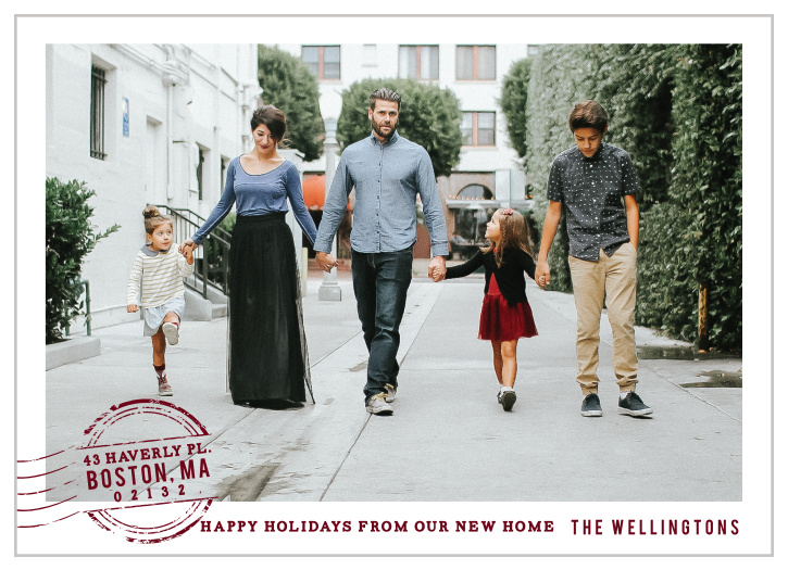 Our Vintage Postage Holiday Cards are a great choice for this holiday season. With simple accents such as a customizable addressed stamp mark, your favorite photo, and your family name along the bottom border, these cards are a stunning way to say "Happy Holidays!"