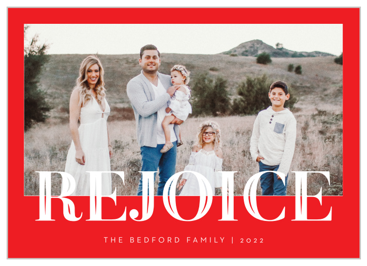 Our Rejoice In Him Christmas Cards boldly exclaims what this season is all about.